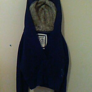 American eagle crop sweater with fur hoodie